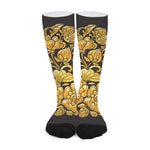 Gold Easter Egg Print Long Socks