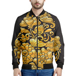 Gold Easter Egg Print Men's Bomber Jacket