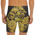 Gold Easter Egg Print Men's Long Boxer Briefs