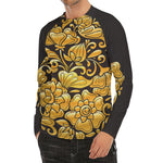 Gold Easter Egg Print Men's Long Sleeve Rash Guard