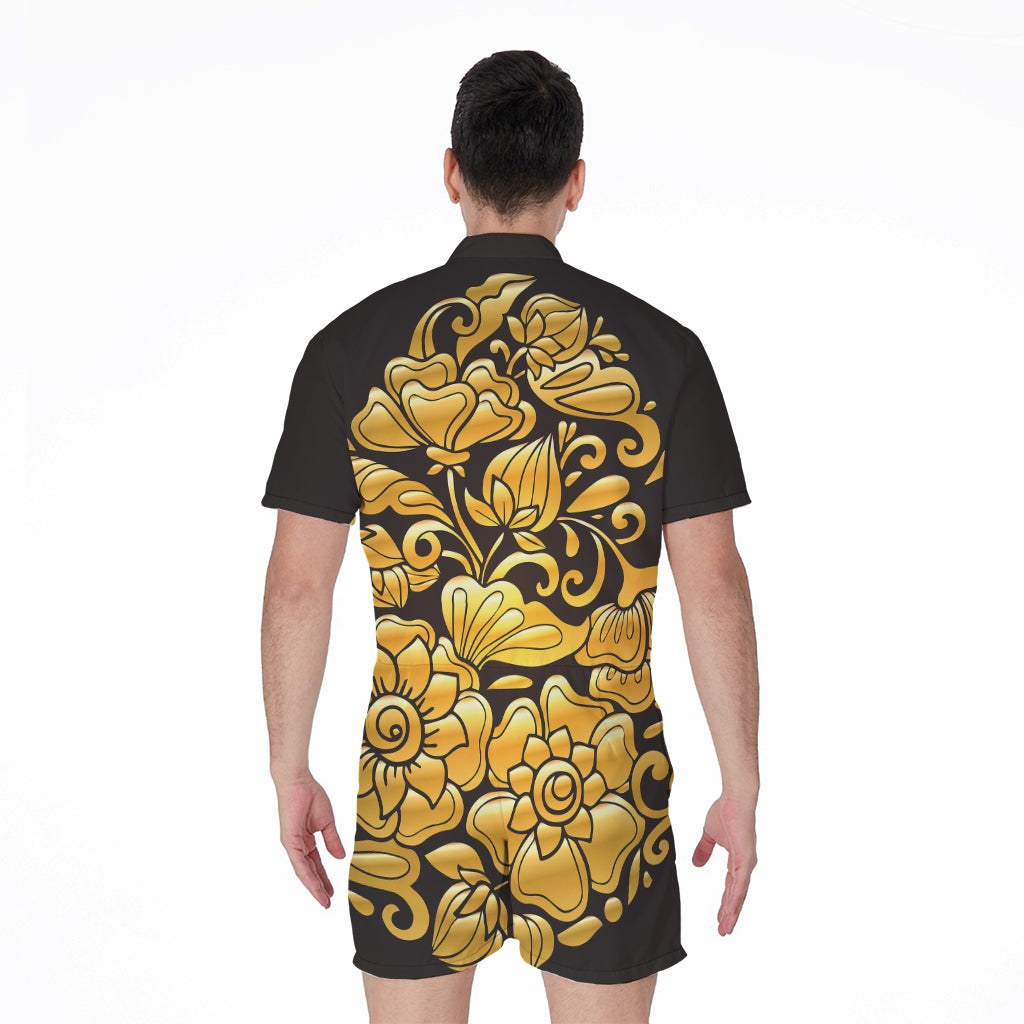 Gold Easter Egg Print Men's Rompers