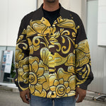 Gold Easter Egg Print Men's Shirt Jacket