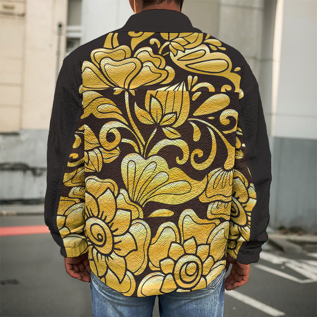 Gold Easter Egg Print Men's Shirt Jacket