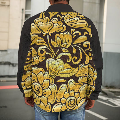 Gold Easter Egg Print Men's Shirt Jacket