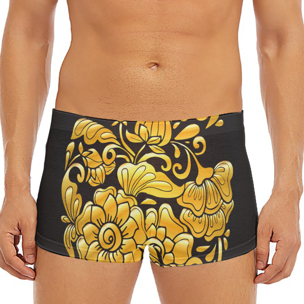 Gold Easter Egg Print Men's Short Boxer Briefs