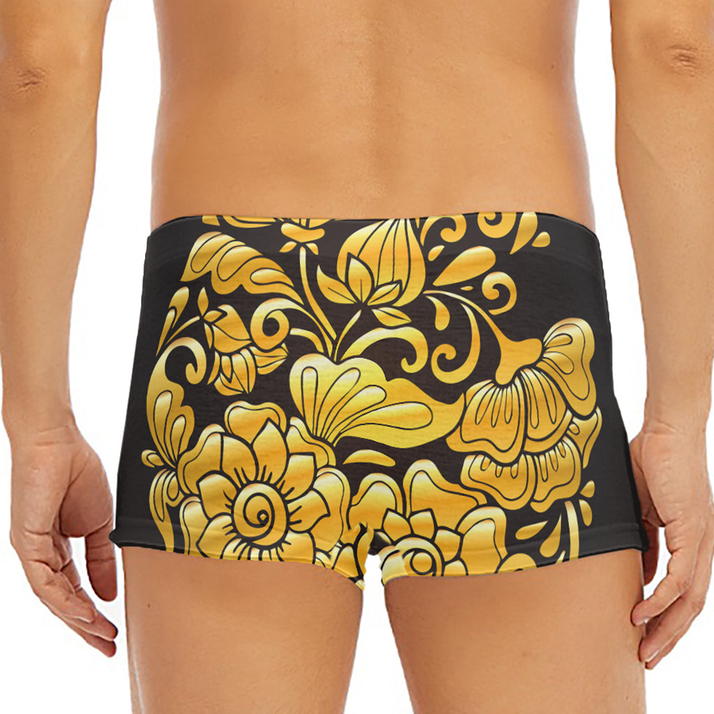 Gold Easter Egg Print Men's Short Boxer Briefs