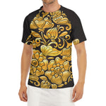 Gold Easter Egg Print Men's Short Sleeve Rash Guard