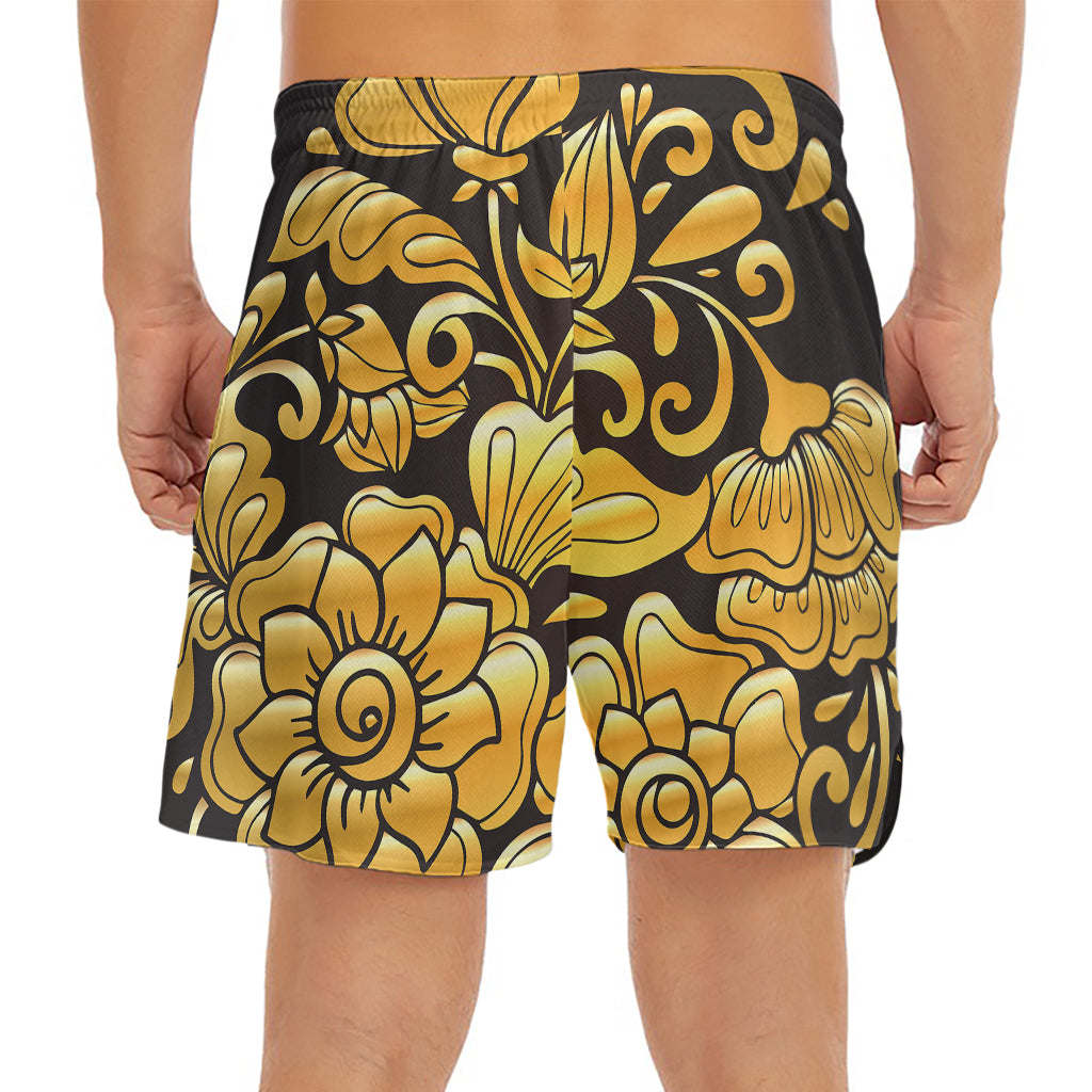 Gold Easter Egg Print Men's Split Running Shorts