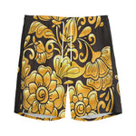 Gold Easter Egg Print Men's Sports Shorts