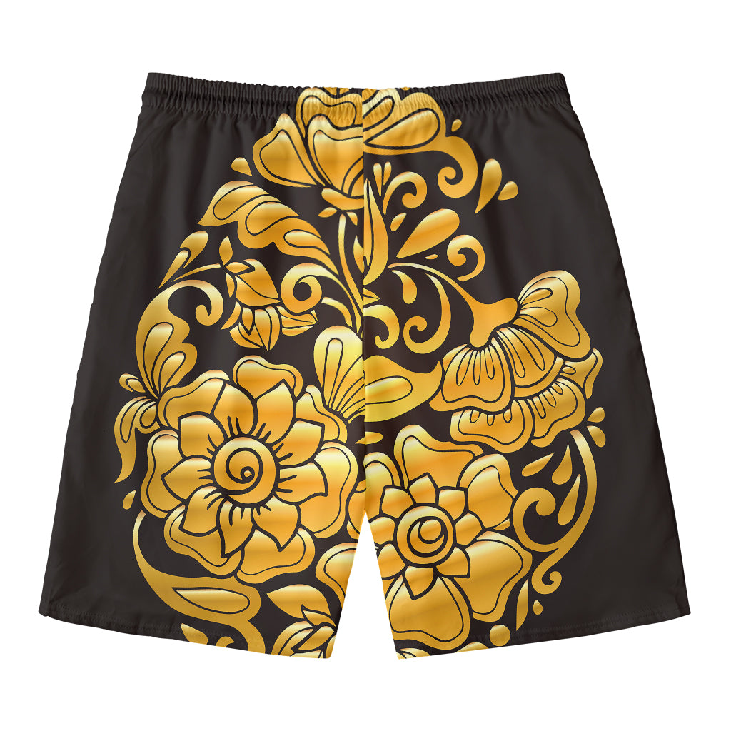 Gold Easter Egg Print Men's Swim Trunks