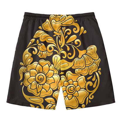 Gold Easter Egg Print Men's Swim Trunks