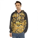 Gold Easter Egg Print Men's Velvet Pullover Hoodie