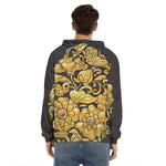 Gold Easter Egg Print Men's Velvet Pullover Hoodie