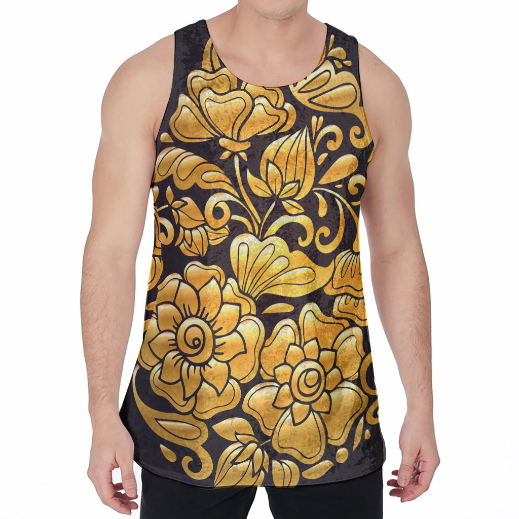 Gold Easter Egg Print Men's Velvet Tank Top