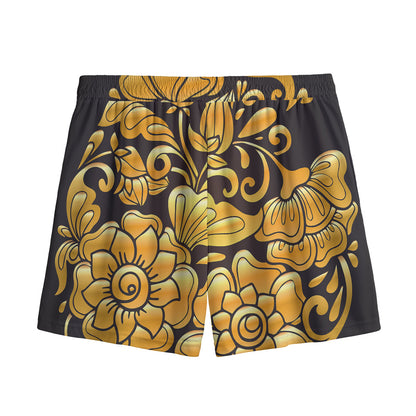 Gold Easter Egg Print Mesh Shorts