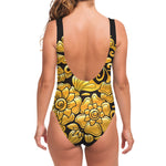 Gold Easter Egg Print One Piece Swimsuit