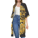 Gold Easter Egg Print Open Front Beach Cover Up