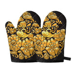 Gold Easter Egg Print Oven Mitts
