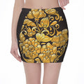 Gold Easter Egg Print Pencil Mini Skirt