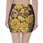 Gold Easter Egg Print Pencil Mini Skirt