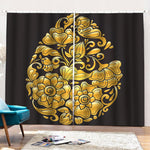 Gold Easter Egg Print Pencil Pleat Curtains