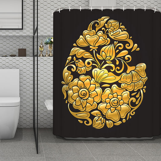 Gold Easter Egg Print Polyester Shower Curtain