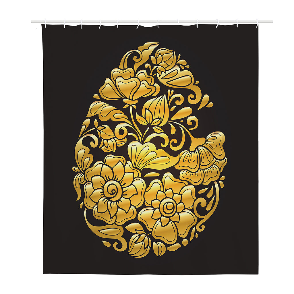 Gold Easter Egg Print Polyester Shower Curtain