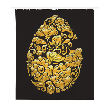 Gold Easter Egg Print Polyester Shower Curtain
