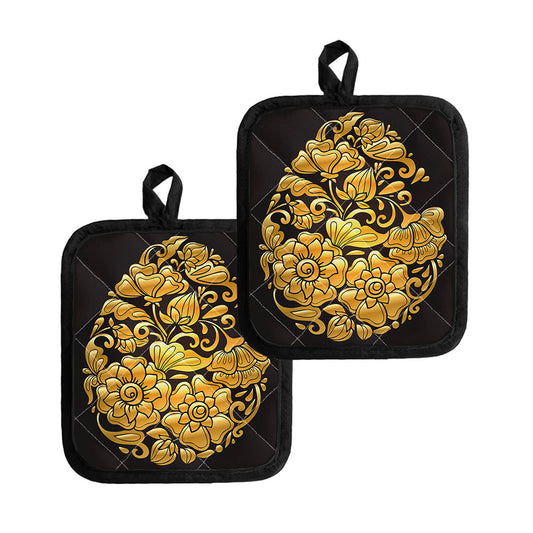Gold Easter Egg Print Pot Holders