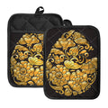 Gold Easter Egg Print Pot Holders With Pocket