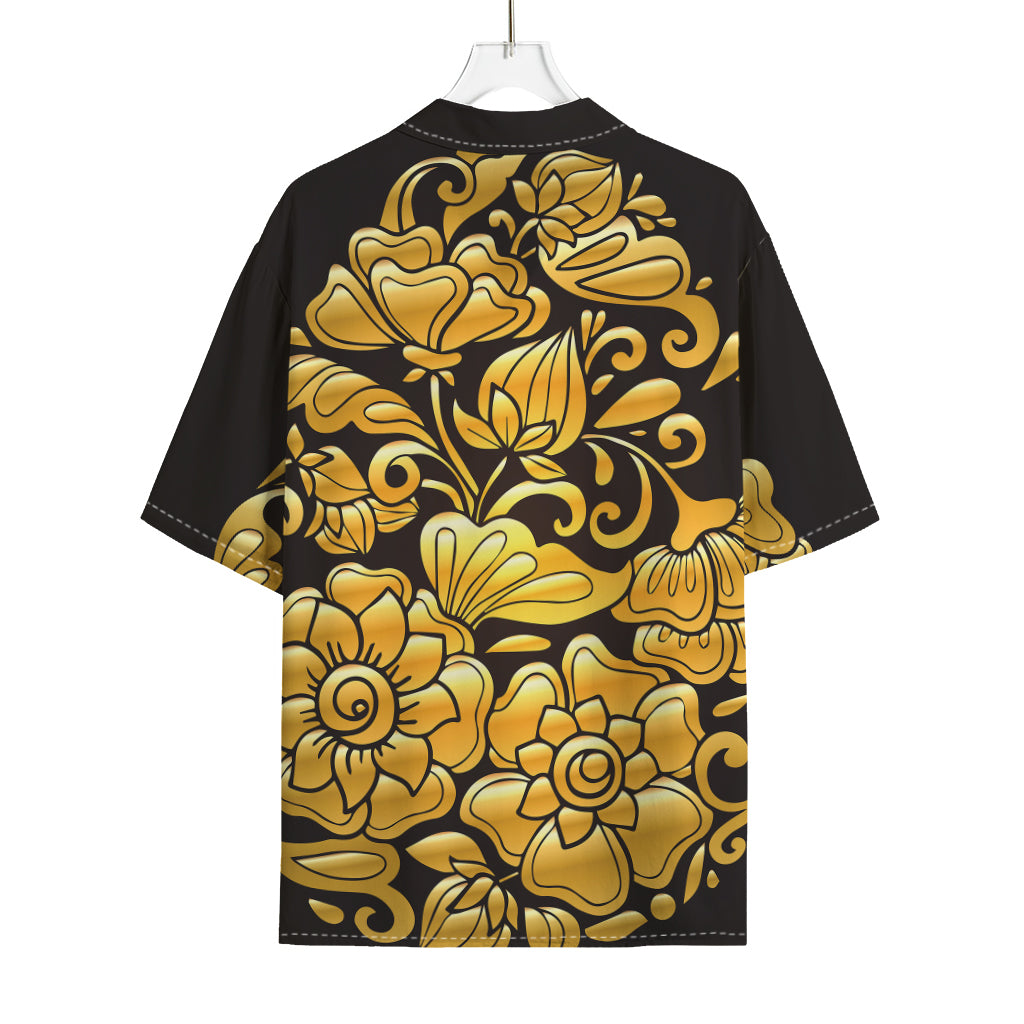 Gold Easter Egg Print Rayon Hawaiian Shirt