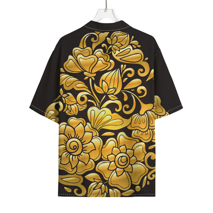 Gold Easter Egg Print Rayon Hawaiian Shirt