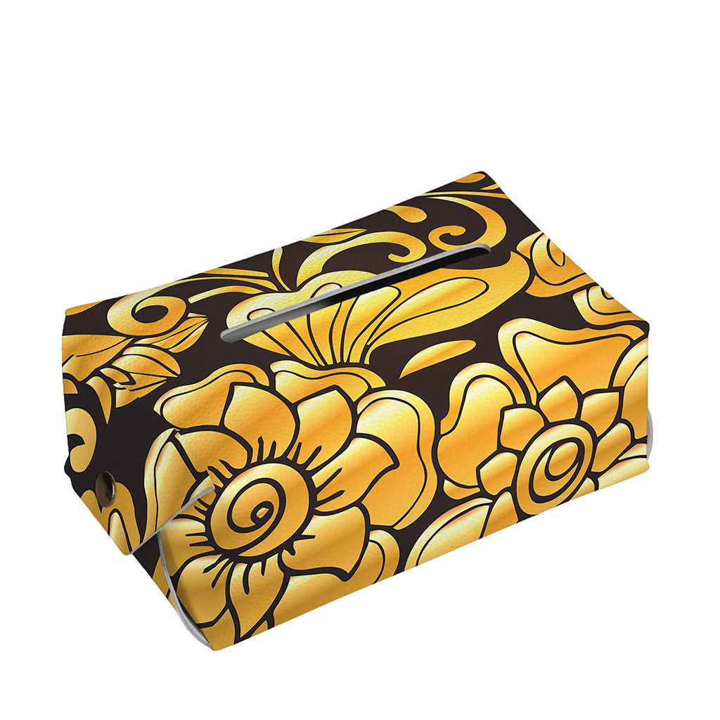 Gold Easter Egg Print Rectangle Tissue Box Cover