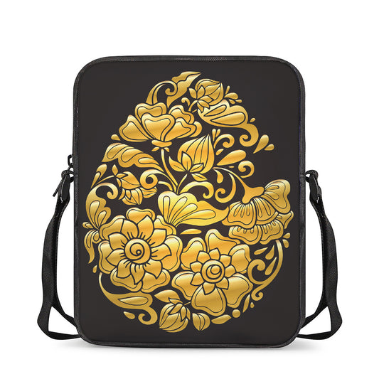 Gold Easter Egg Print Rectangular Crossbody Bag