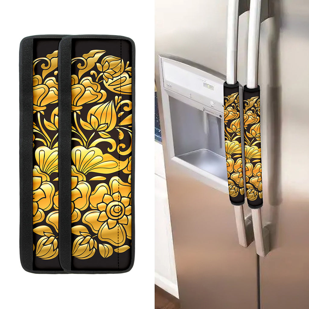 Gold Easter Egg Print Refrigerator Handle Covers