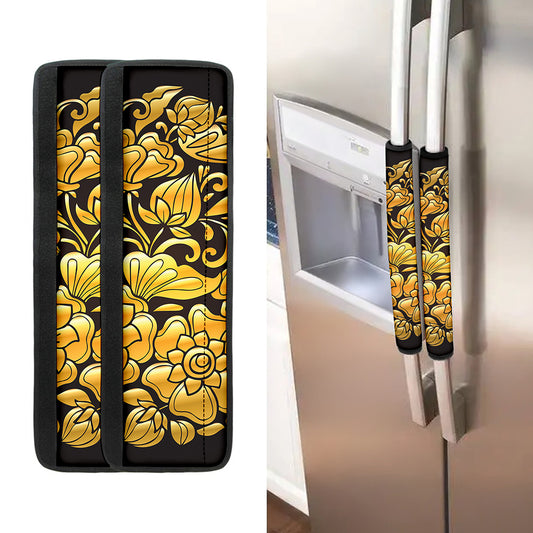 Gold Easter Egg Print Refrigerator Handle Covers