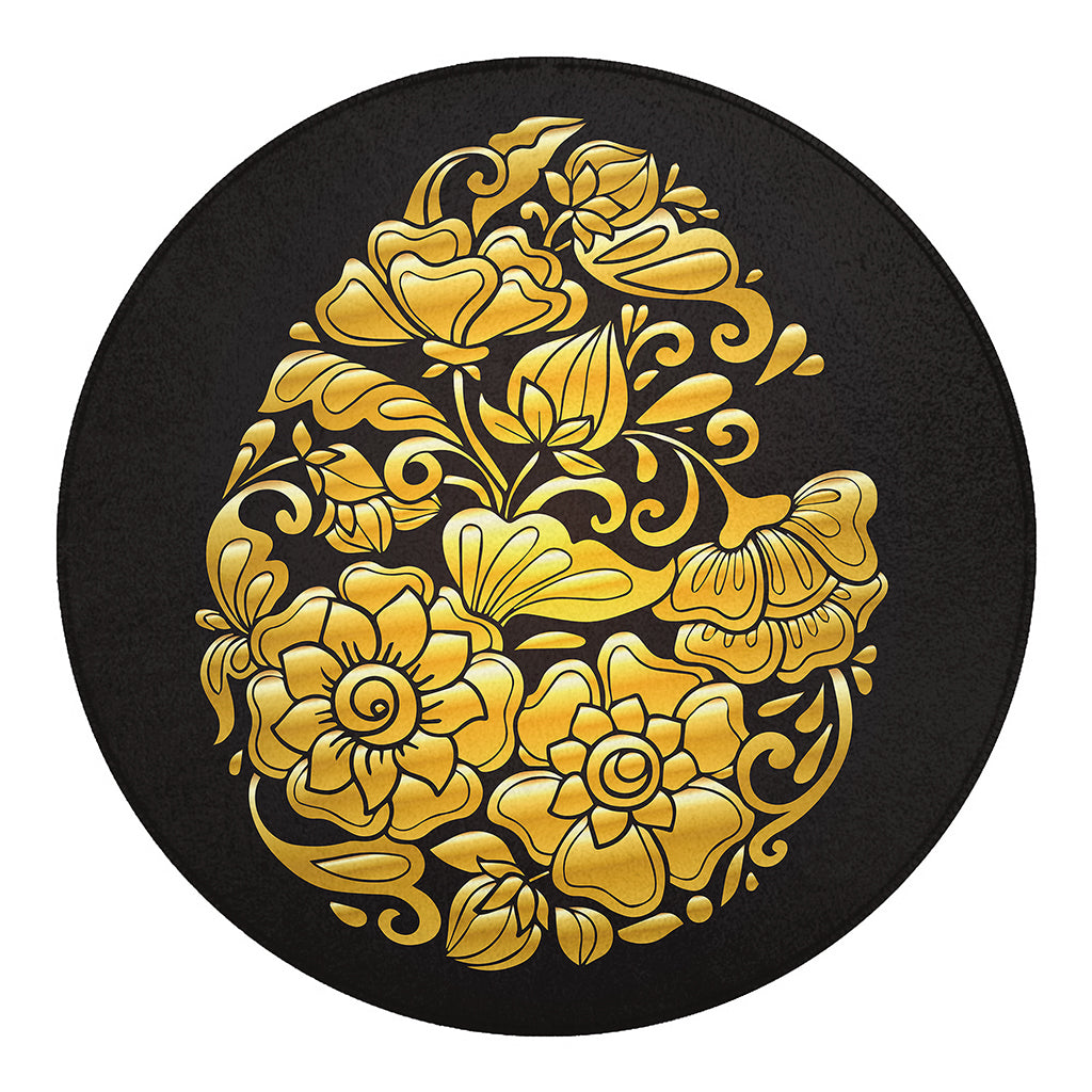 Gold Easter Egg Print Round Blanket
