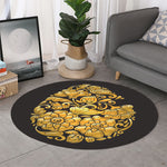 Gold Easter Egg Print Round Rug