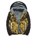 Gold Easter Egg Print Sherpa Lined Zip Up Hoodie