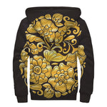 Gold Easter Egg Print Sherpa Lined Zip Up Hoodie