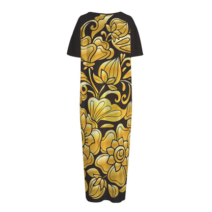 Gold Easter Egg Print Short Sleeve Long Nightdress
