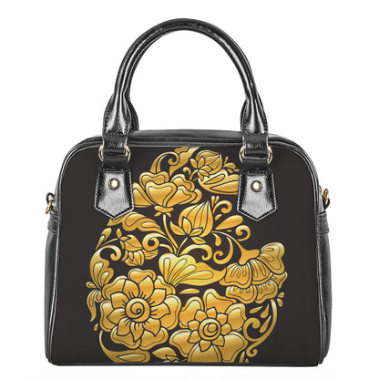 Gold Easter Egg Print Shoulder Handbag