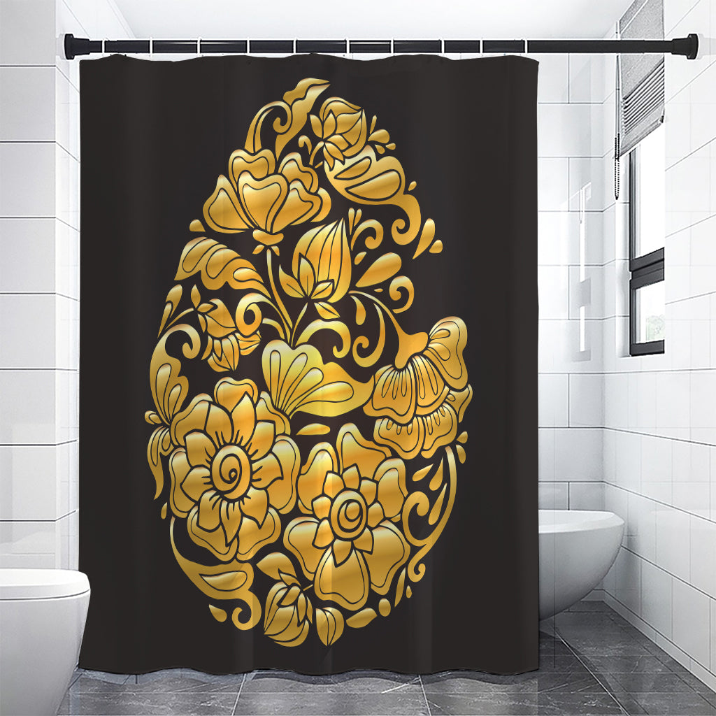 Gold Easter Egg Print Shower Curtain
