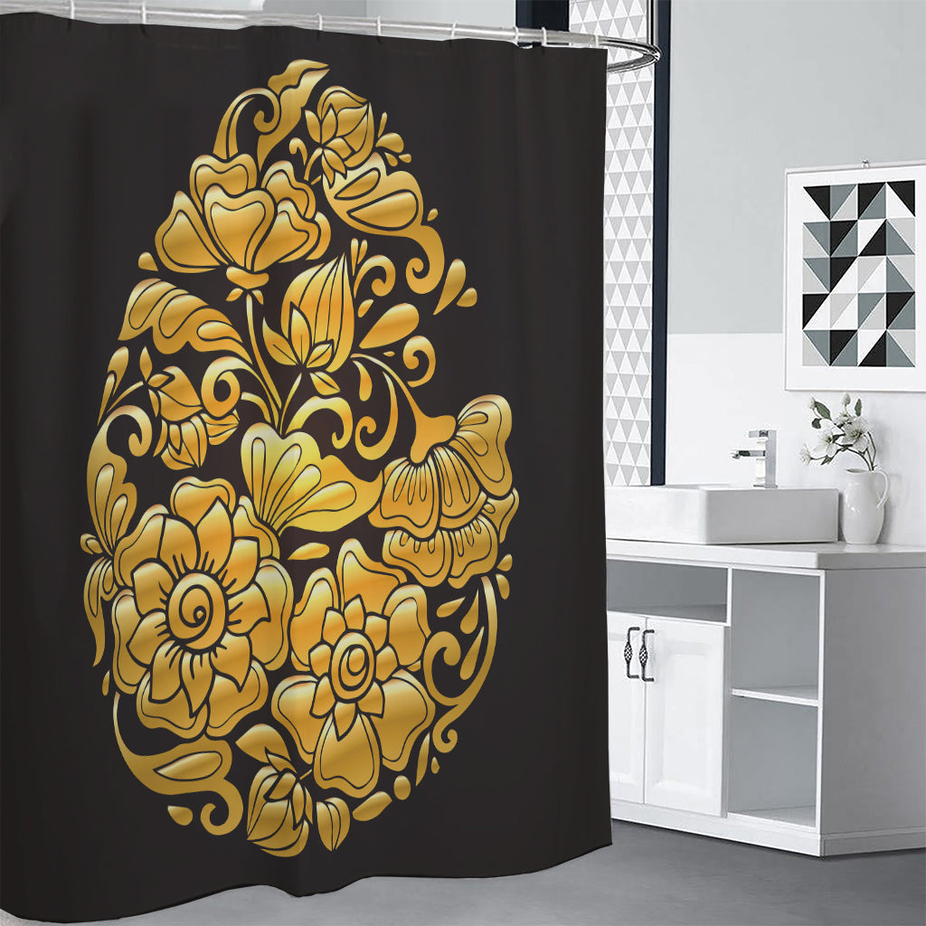 Gold Easter Egg Print Shower Curtain
