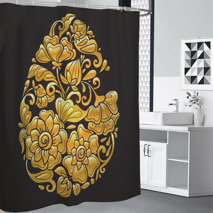 Gold Easter Egg Print Shower Curtain
