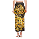 Gold Easter Egg Print Side Slit Maxi Skirt