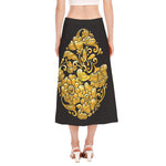 Gold Easter Egg Print Side Slit Midi Skirt