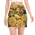 Gold Easter Egg Print Side Slit Mini Skirt