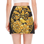 Gold Easter Egg Print Side Slit Mini Skirt