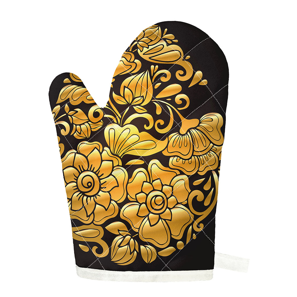 Gold Easter Egg Print Single Oven Mitt